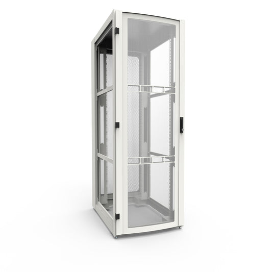 Hammond H13045U42WH 45U Server Rack Cabinet, 85.65" H x 30" W x 43.91" D, Rated to 3000 lb, Perforated Doors, Square-Hole Rails, White.