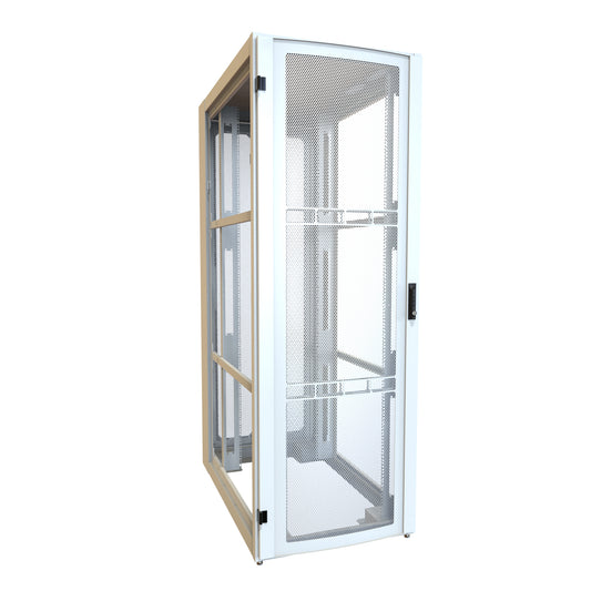 Hammond H13045U48WH 45U Server Rack Cabinet, 85.65" H x 30" W x 49.91" D, Rated to 3000 lb, Perforated Doors, Square-Hole Rails, White.