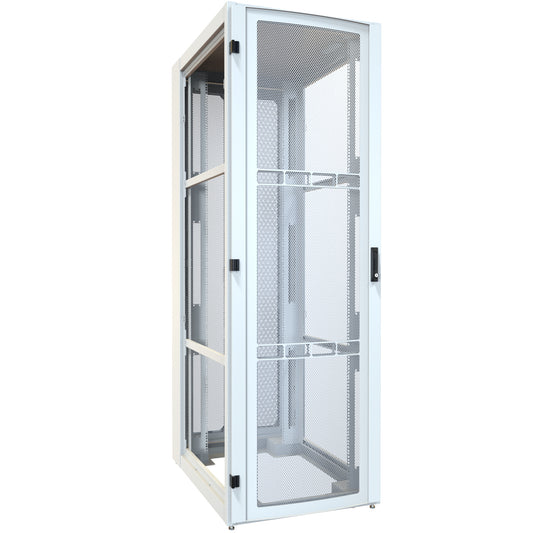 Hammond H13048U42WH 48U Server Rack Cabinet, 90.90" H x 30" W x 43.91" D, Rated to 3000 lb, Perforated Doors, Square-Hole Rails, White.