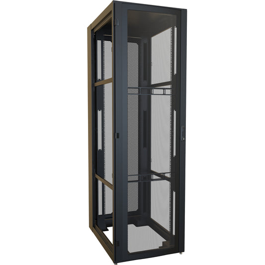 Hammond H13052U42BK 52U Server Rack Cabinet, 97.90" H x 30" W x 43.91" D, Rated to 3000 lb, Perforated Doors, Square-Hole Rails, Black.
