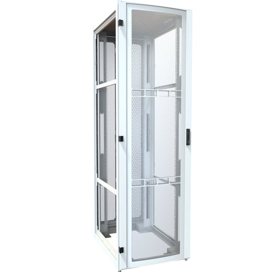 Hammond H13052U42WH 52U Server Rack Cabinet, 97.90" H x 30" W x 43.91" D, Rated to 3000 lb, Perforated Doors, Square-Hole Rails, White.