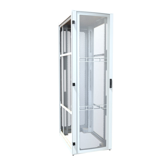 Hammond H13052U48WH 52U Server Rack Cabinet, 97.90" H x 30" W x 49.91" D, Rated to 3000 lb, Perforated Doors, Square-Hole Rails, White.