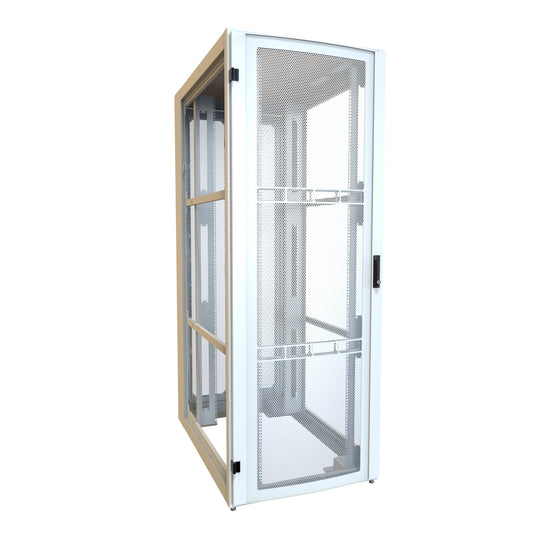 Hammond H13145U48WH 45U Server Rack Cabinet, 85.65" H x 31.5" W x 49.91" D, Rated to 3000 lb, Perforated Doors, Square-Hole Rails, White.