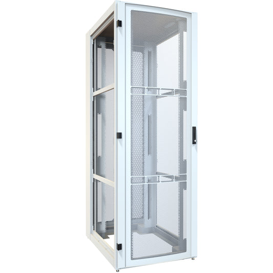 Hammond H13148U42WH 48U Server Rack Cabinet, 90.90" H x 31.5" W x 43.91" D, Rated to 3000 lb, Perforated Doors, Square-Hole Rails, White.