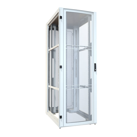Hammond H13148U48WH 48U Server Rack Cabinet, 90.90" H x 31.5" W x 49.91" D, Rated to 3000 lb, Perforated Doors, Square-Hole Rails, White.