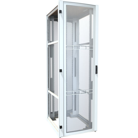Hammond H13152U42WH 52U Server Rack Cabinet, 97.90" H x 31.5" W x 43.91" D, Rated to 3000 lb, Perforated Doors, Square-Hole Rails, White.