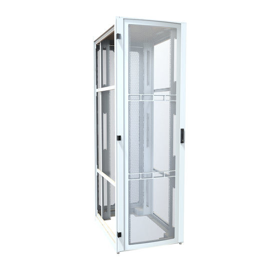 Hammond H13152U48WH 52U Server Rack Cabinet, 97.90" H x 31.5" W x 49.91" D, Rated to 3000 lb, Perforated Doors, Square-Hole Rails, White.