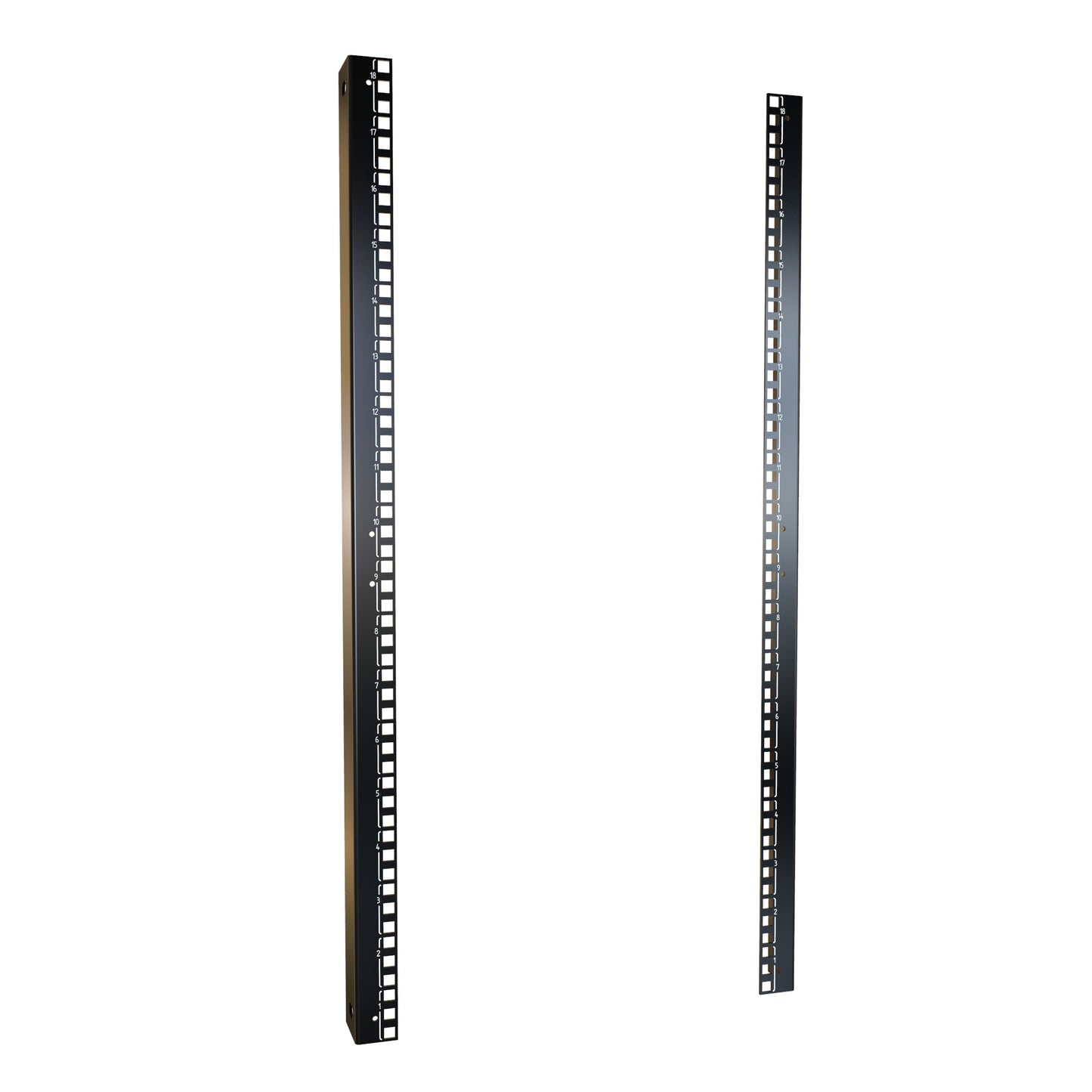 Hammond H1SRR18U24BK 18U Square-Hole 19" Mounting Rack Rails, Pair, 31.50" H, for 24" Wide Cabinets, 12-Gauge Steel, Black.