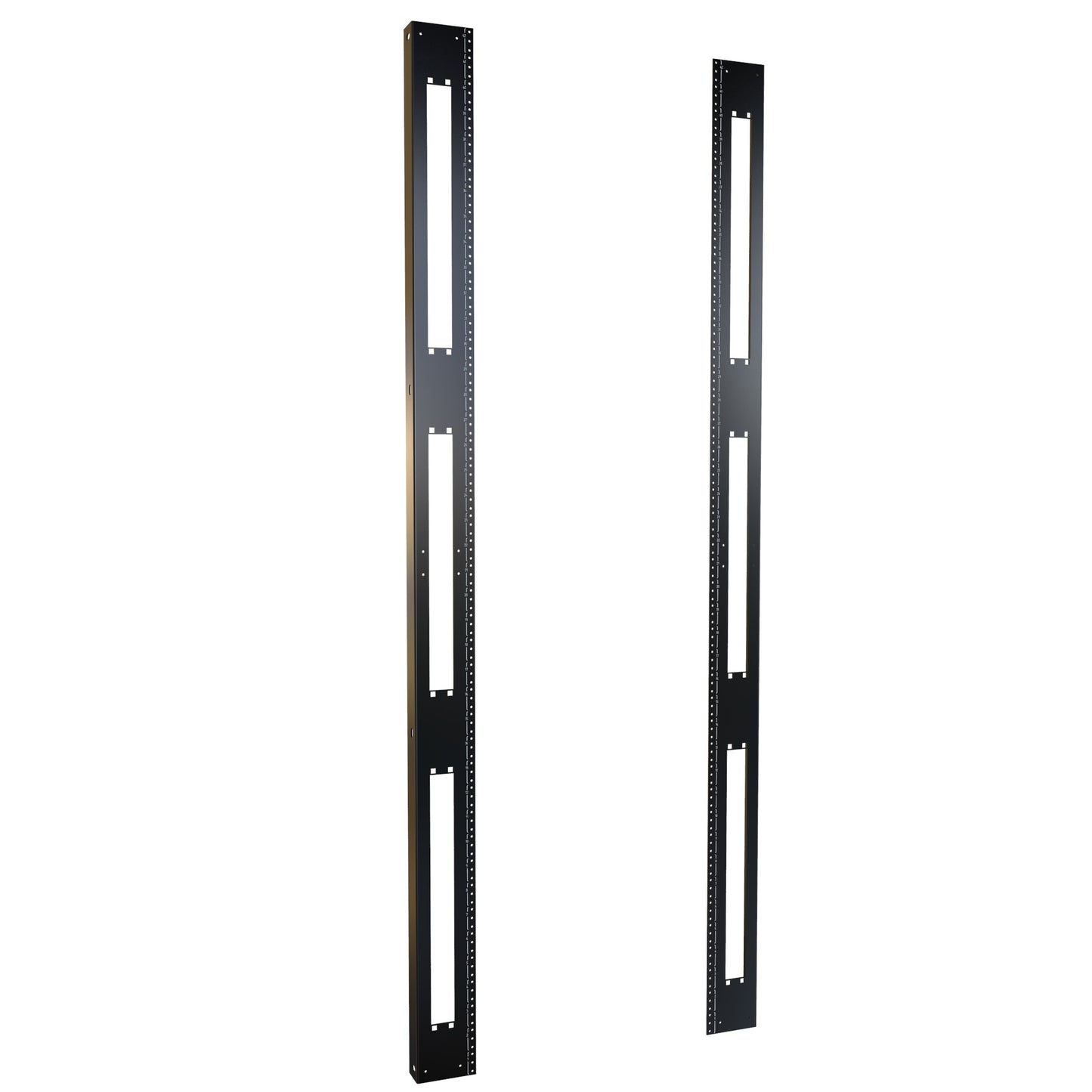 Hammond H1TRR42U30BK 42U 10-32 Threaded 19" Mounting Rack Rails, Pair, 73.50" H, for 30" Wide Cabinets, 12-Gauge Steel, Black.