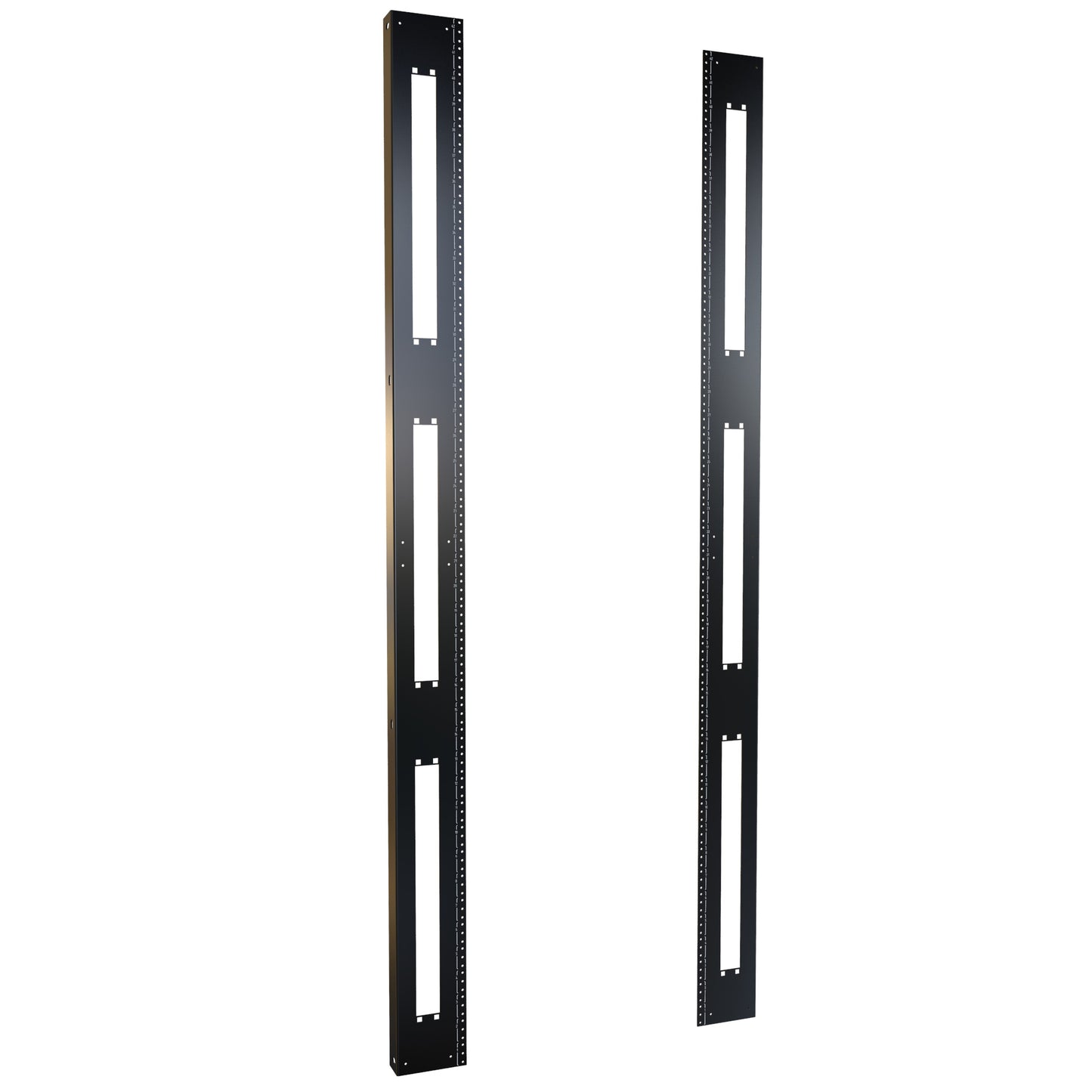 Hammond H1TRR42U31BK 42U 10-32 Threaded 19" Mounting Rack Rails, Pair, 73.50" H, for 31.5" Wide Cabinets, 12-Gauge Steel, Black.