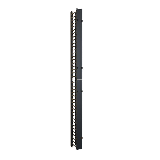 Hammond H1VFMC3042UBK 42U Vertical Finger Cable Manager with Cover for H1 30" Cabinet, 7" D, Black.