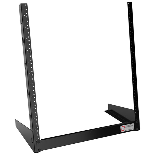 Hammond HDR12UBK Desktop 2-Post Open-Frame Rack, 12U, 19" EIA, 195 lb Capacity, 16-Gauge Steel, Black.