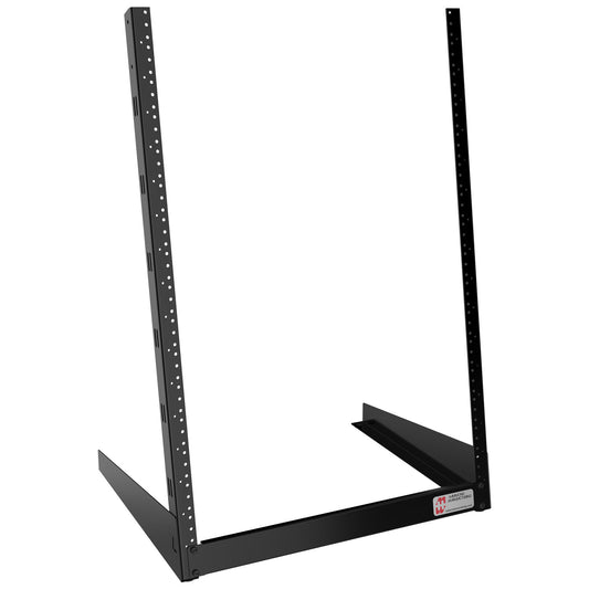 Hammond HDR16UBK Desktop 2-Post Open-Frame Rack, 16U, 19" EIA, 195 lb Capacity, 16-Gauge Steel, Black.