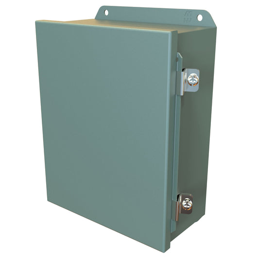 Hammond HJ1084HLP N4,12 J Mild Steel Junction Box, Continuous Hinge Door with Clamps - 10" x 8" x 4" - Gray
