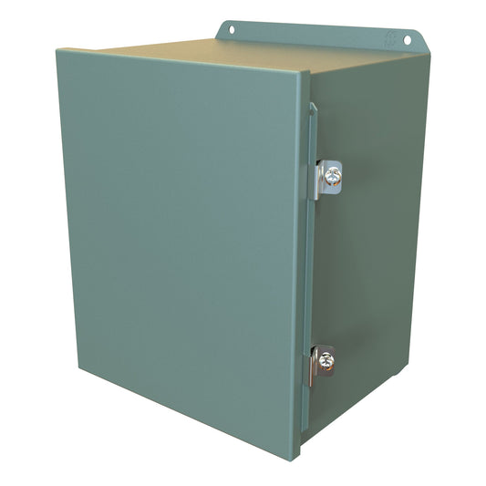 Hammond HJ12108HLP N4,12 J Mild Steel Junction Box, Continuous Hinge Door with Clamps - 12" x 10" x 8" - Gray