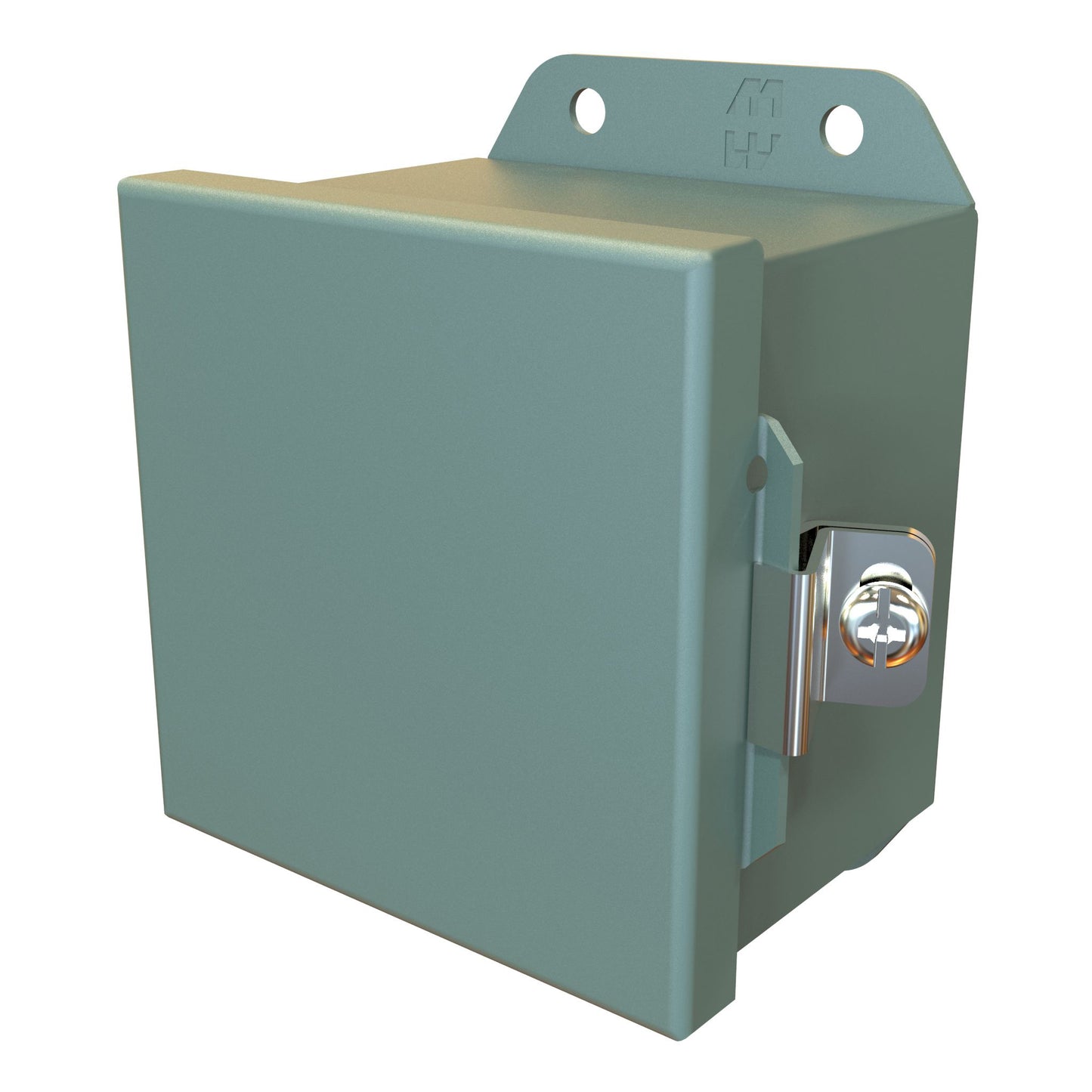 Hammond HJ443HLP N4,12 J Mild Steel Junction Box, Continuous Hinge Door with Clamps - 4" x 4" x 3" - Gray