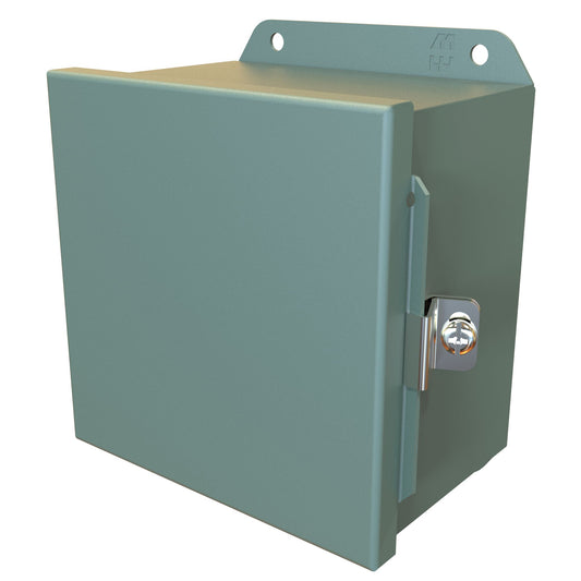 Hammond HJ664HLP N4,12 J Mild Steel Junction Box, Continuous Hinge Door with Clamps - 6" x 6" x 4" - Gray