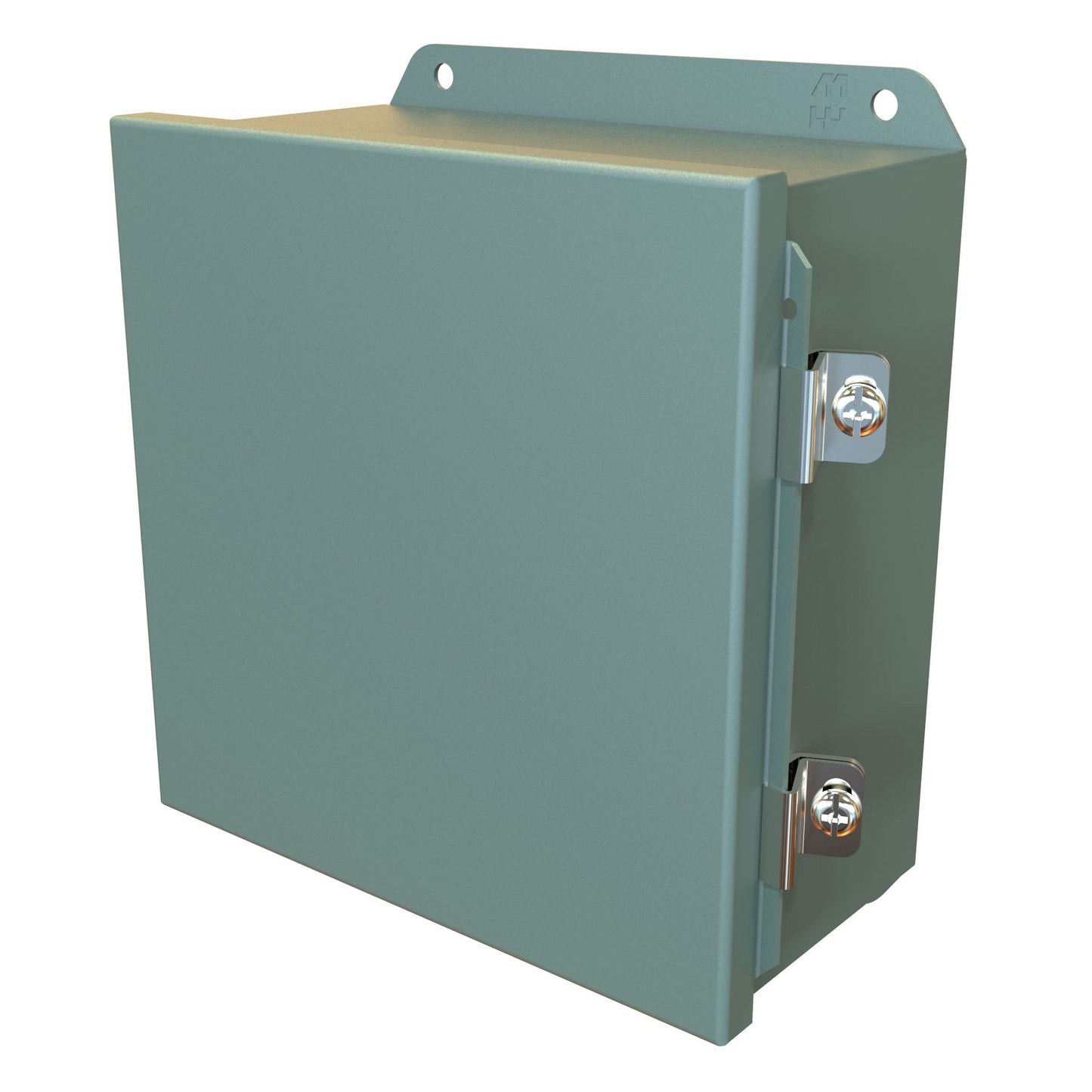 Hammond HJ884HLP N4,12 J Mild Steel Junction Box, Continuous Hinge Door with Clamps - 8" x 8" x 4" - Gray