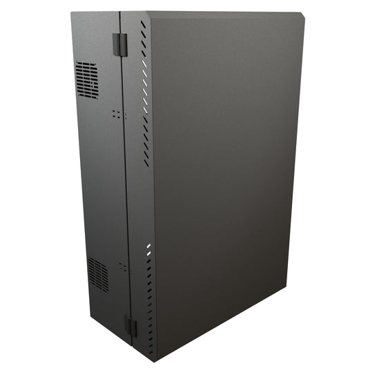 Hammond HLP6U43BK Low-Profile Wall Mount Rack Cabinet, Black, 2U Pivot + 6U Fixed Rails, 43.00" H x 27.50" W x 15.46" D.