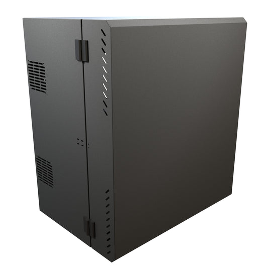 Hammond HLP8U31BK Low-Profile Wall Mount Rack Cabinet, Black, 2U Pivot + 8U Fixed Rails, 31.00" H x 27.50" W x 19.65" D.