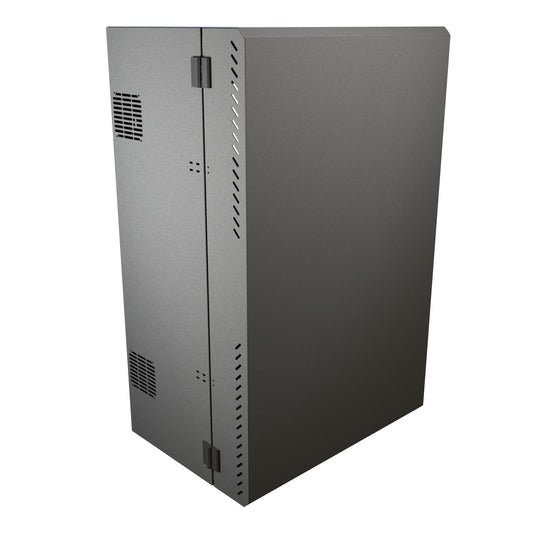 Hammond HLP8U43BK Low-Profile Wall Mount Rack Cabinet, Black, 2U Pivot + 8U Fixed Rails, 43.00" H x 27.50" W x 19.65" D.