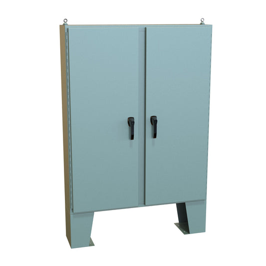 Hammond HN4FM604810 N4 3-Pt Double Door Floormount Enclosure w/Panel - 60" x 48" x 10" - Steel/Gray