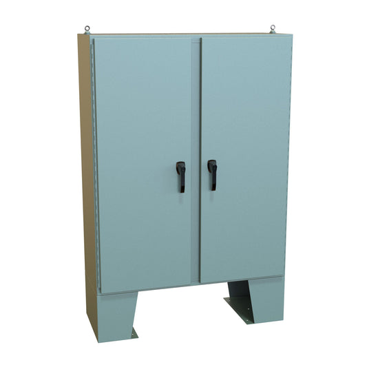 Hammond HN4FM604818 N4 3-Pt Double Door Floormount Enclosure w/Panel - 60" x 48" x 18" - Steel/Gray