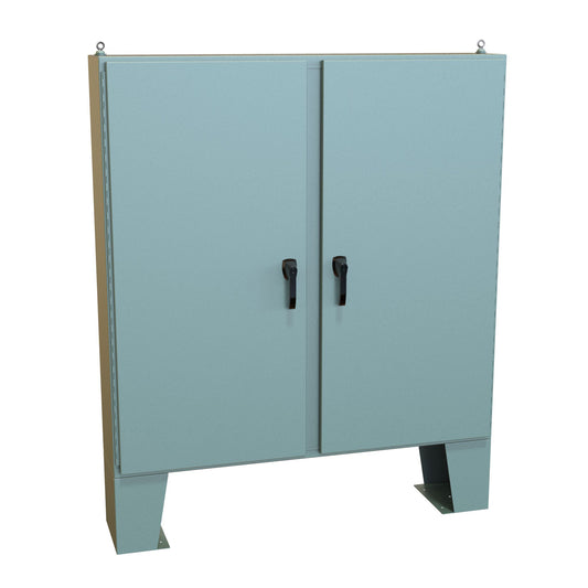 Hammond HN4FM606012 N4 3-Pt Double Door Floormount Enclosure w/Panel - 60" x 60" x 12" - Steel/Gray