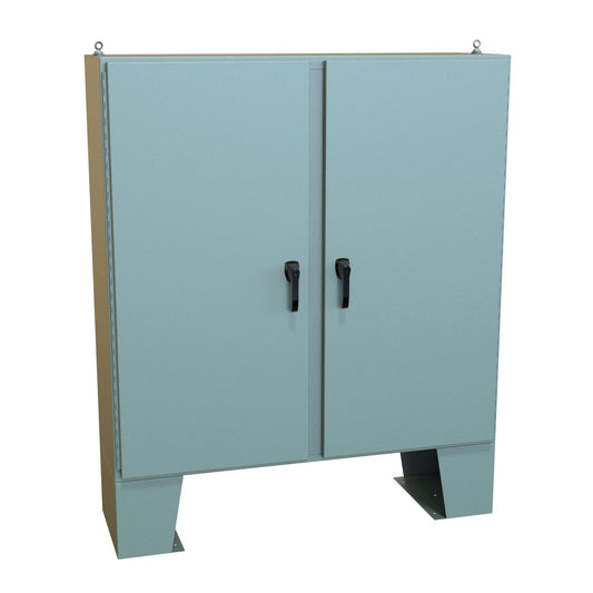 Hammond HN4FM606018 N4 3-Pt Double Door Floormount Enclosure w/Panel - 60" x 60" x 18" - Steel/Gray