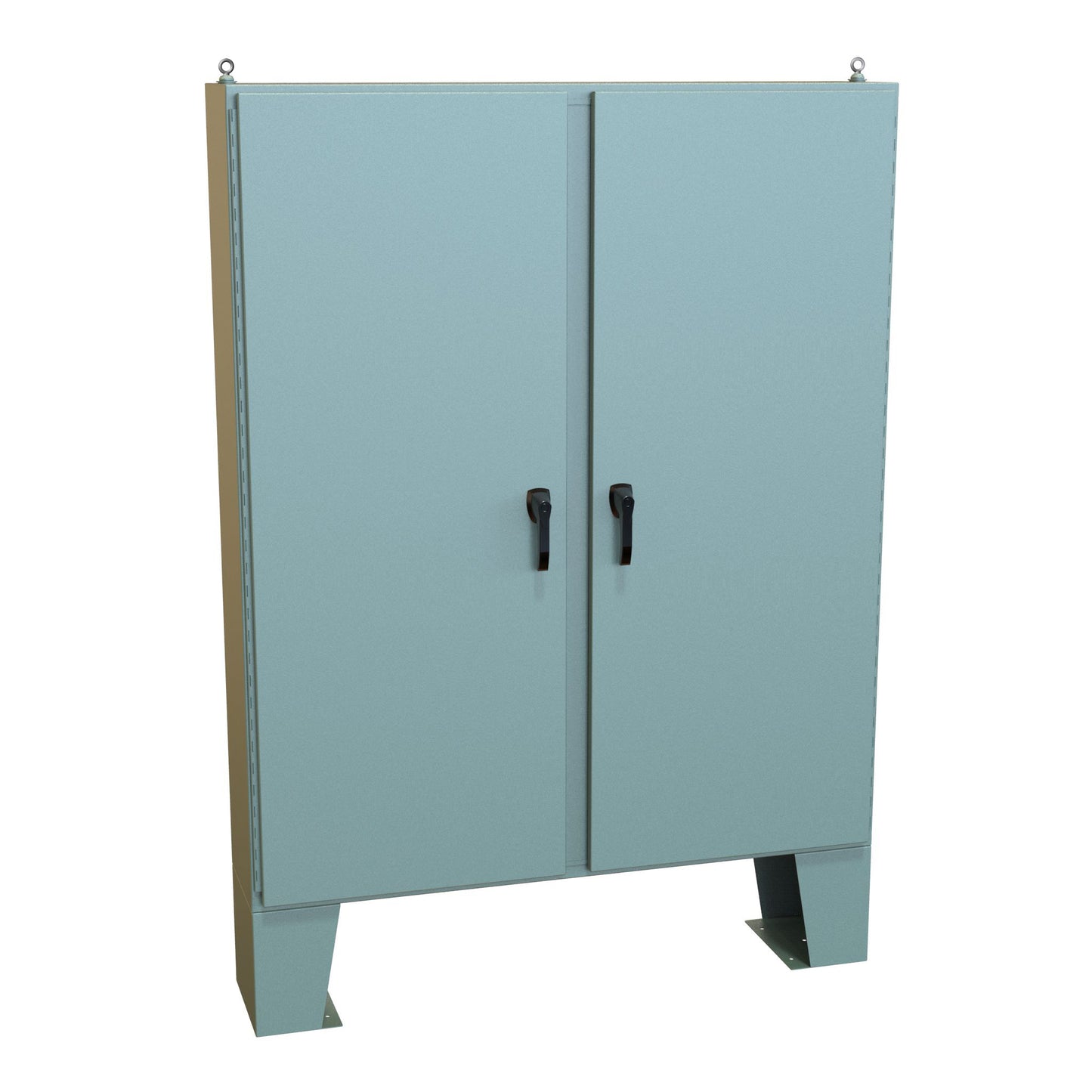 Hammond HN4FM726012 N4 3-Pt Double Door Floormount Enclosure w/Panel - 72" x 60" x 12" - Steel/Gray
