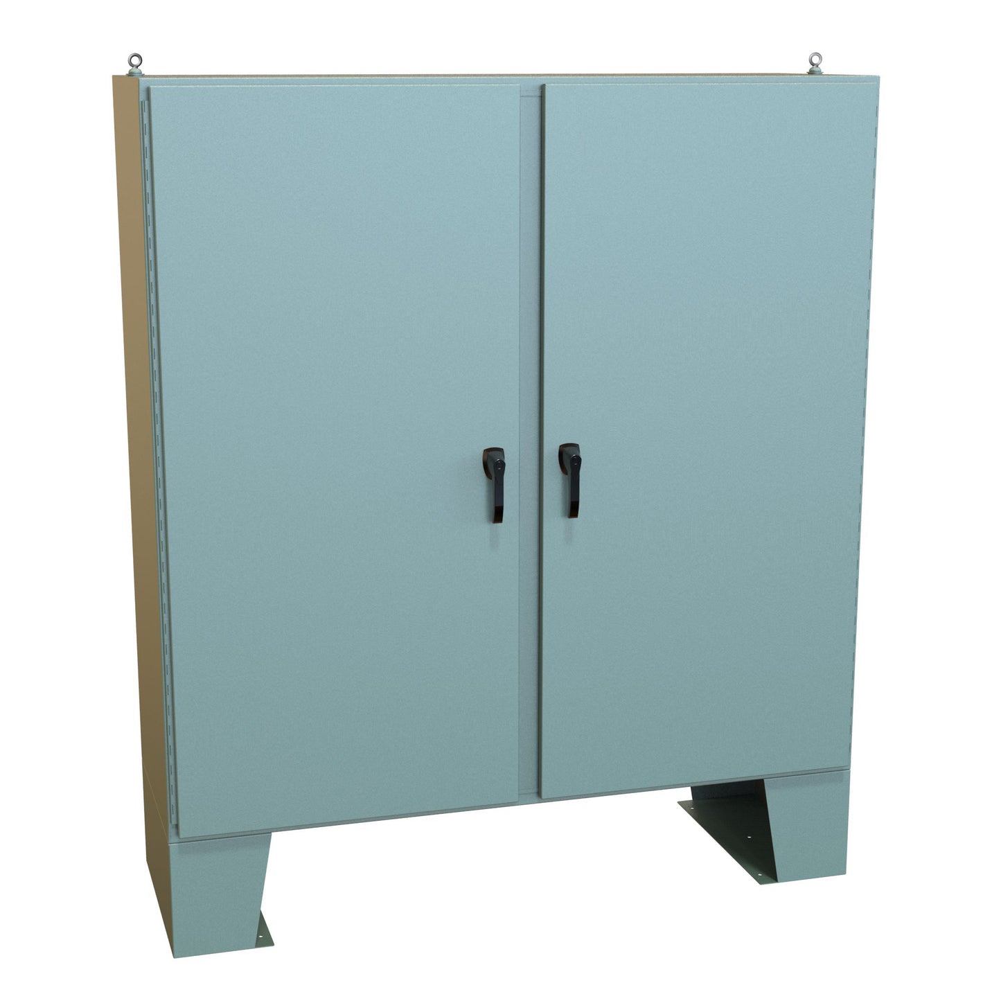 Hammond HN4FM727224 N4 3-Pt Double Door Floormount Enclosure w/Panel - 72" x 72" x 24" - Steel/Gray
