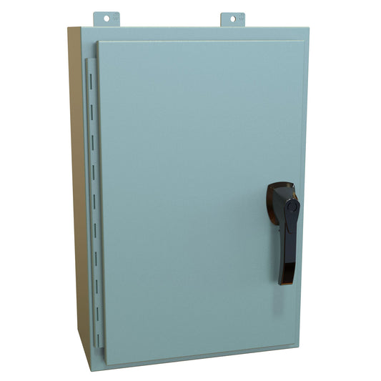 Hammond HW24168GYHK N4, 12 Wallmount Enclosure, Hinged w/Handle - 24" x 16" x 8" - Steel/Gray