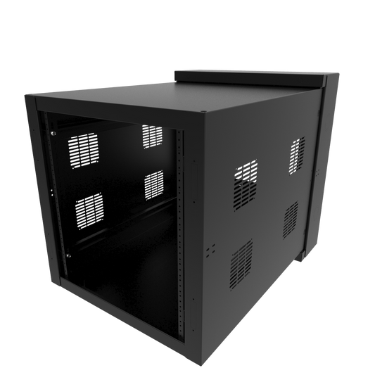 Hammond HWC2412U35BK 12U Swing-Out Wall-Mount Rack Cabinet, 350 lb Capacity, Black Steel, 27.81" H x 24.68" W x 34.78" D, Door Not Included.
