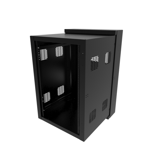 Hammond HWC2418U27BK 18U Swing-Out Wall-Mount Rack Cabinet, 350 lb Capacity, Black Steel, 38.31" H x 24.68" W x 26.78" D, Door Not Included.