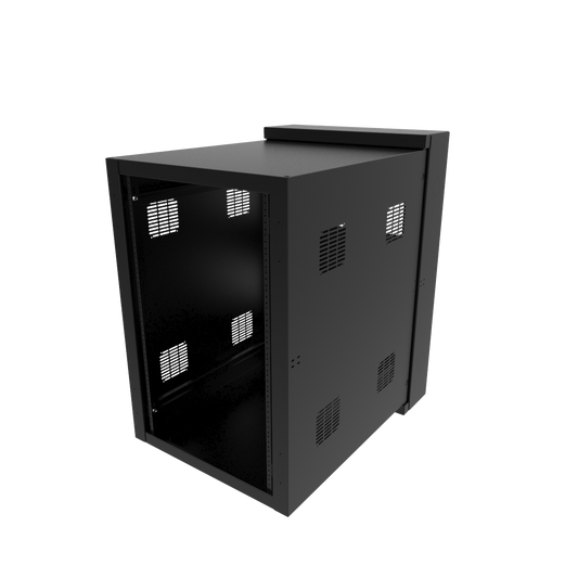 Hammond HWC2418U35BK 18U Swing-Out Wall-Mount Rack Cabinet, 350 lb Capacity, Black Steel, 38.31" H x 24.68" W x 34.78" D, Door Not Included.