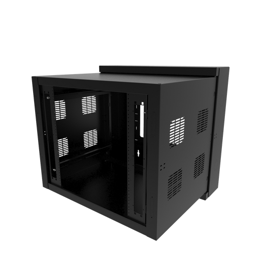 Hammond HWC3012U27BK 12U Swing-Out Wall-Mount Rack Cabinet, 350 lb Capacity, Black Steel, 27.81" H x 30.68" W x 26.78" D, Door Not Included.