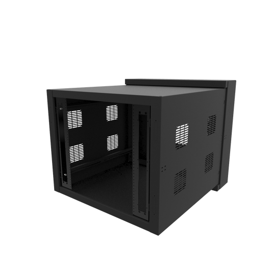 Hammond HWC3012U35BK 12U Swing-Out Wall-Mount Rack Cabinet, 350 lb Capacity, Black Steel, 27.81" H x 30.68" W x 34.78" D, Door Not Included.