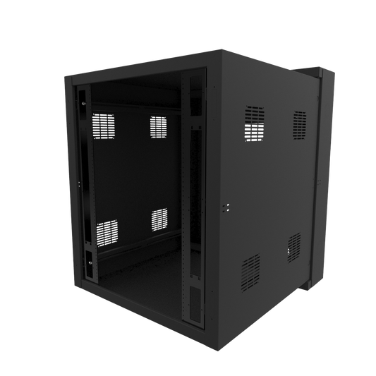 Hammond HWC3018U35BK 18U Swing-Out Wall-Mount Rack Cabinet, 350 lb Capacity, Black Steel, 38.31" H x 30.68" W x 34.78" D, Door Not Included.