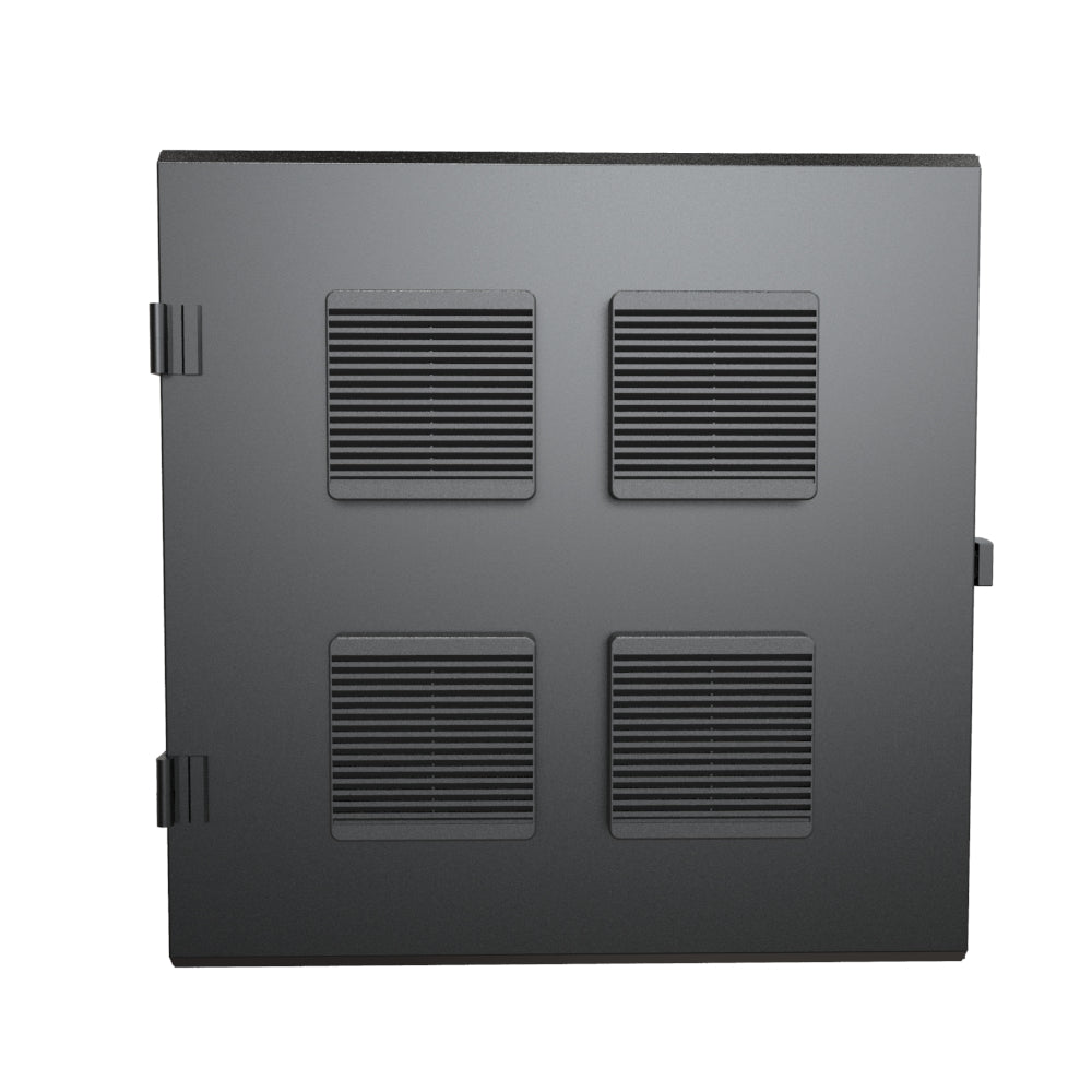 Hammond HWCFD2412UBK Positive-Pressure Filter Fan Door for 24" Wide HWC 12U Cabinet, 16-Gauge Steel, RAL 9005 Black, Reversible Hinges, Two Keys.