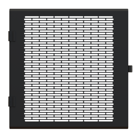 Hammond HWCVD2412UBK 64% Airflow Vented Locking Door for 24" Wide HWC 12U Cabinet, 16-Gauge Steel, RAL 9005 Black, Reversible Hinges, Two Keys.