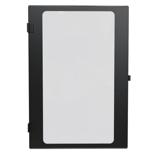 Hammond HWCWD2418UBK Tinted Acrylic Window Locking Door for 24" Wide HWC 18U Cabinet, 16-Gauge Steel, RAL 9005 Black, Reversible Hinges, Two Keys.