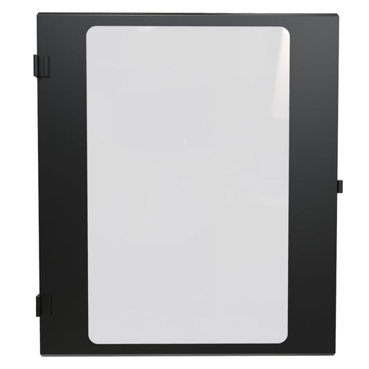 Hammond HWCWD3018UBK Tinted Acrylic Window Locking Door for 30" Wide HWC 18U Cabinet, 16-Gauge Steel, RAL 9005 Black, Reversible Hinges, Two Keys.