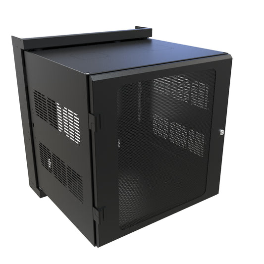 Hammond HWM2412U20BK 12U Swing-Out Wall-Mount Rack Cabinet with Vented Door, 350 lb Capacity, Black, 27.75" H x 24.68" W x 25.18" D.