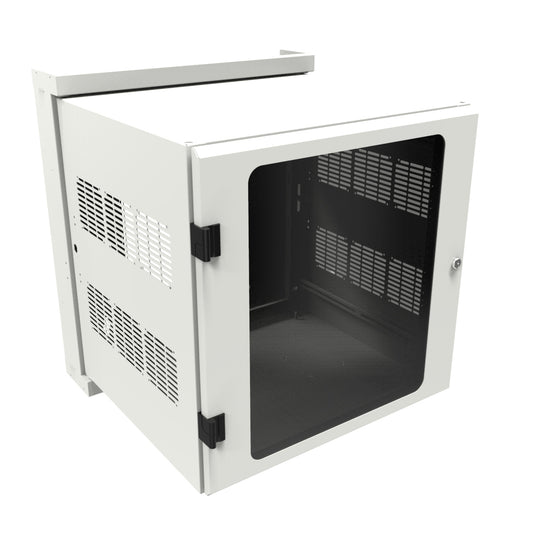 Hammond HWM2412U20WDWH 12U Swing-Out Wall-Mount Rack Cabinet with Window Door, 350 lb Capacity, White, 27.81" H x 24.68" W x 25.17" D.