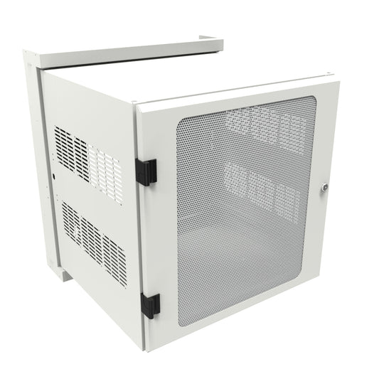 Hammond HWM2412U20WH 12U Swing-Out Wall-Mount Rack Cabinet with Vented Door, 350 lb Capacity, White, 27.75" H x 24.68" W x 25.18" D.