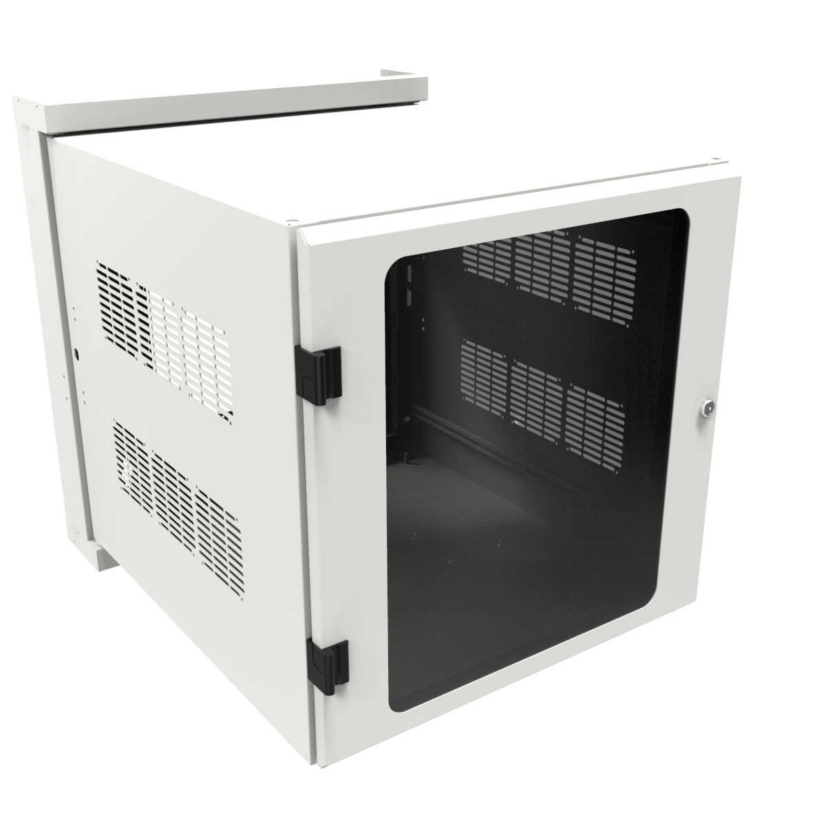 Hammond HWM2412U26WDWH 12U Swing-Out Wall-Mount Rack Cabinet with Window Door, 350 lb Capacity, White, 27.81" H x 24.68" W x 31.18" D.