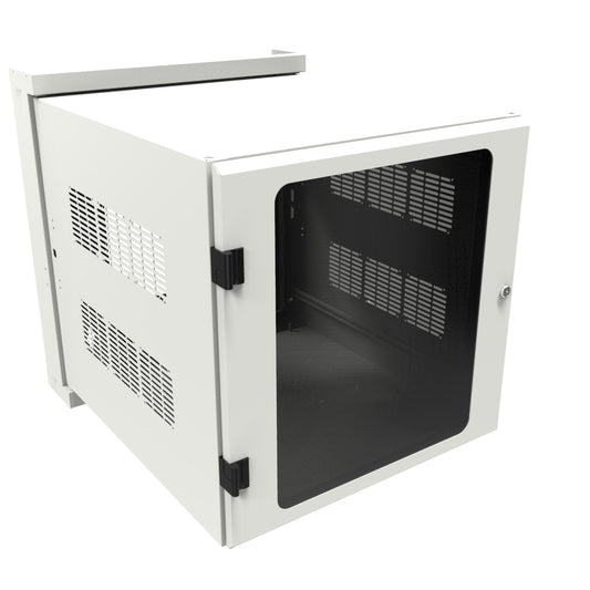 Hammond HWM2412U26WDWH 12U Swing-Out Wall-Mount Rack Cabinet with Window Door, 350 lb Capacity, White, 27.81" H x 24.68" W x 31.18" D.