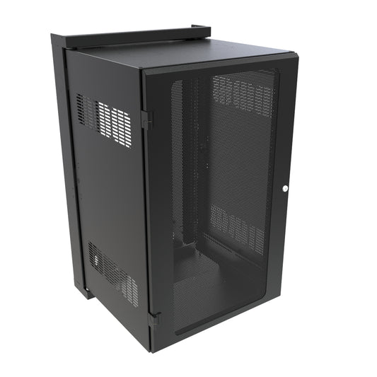 Hammond HWM2420U20BK 20U Swing-Out Wall-Mount Rack Cabinet with Vented Door, 350 lb Capacity, Black, 41.75" H x 24.68" W x 25.18" D.
