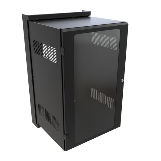 Hammond HWM2420U20WDBK 20U Swing-Out Wall-Mount Rack Cabinet with Window Door, 350 lb Capacity, Black, 41.81" H x 24.68" W x 25.17" D.