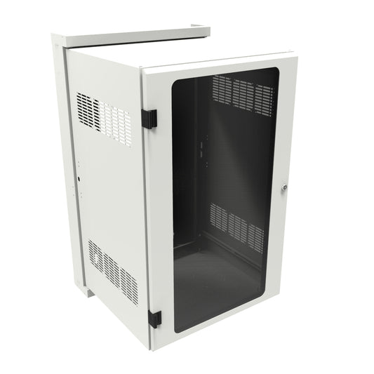 Hammond HWM2420U20WDWH 20U Swing-Out Wall-Mount Rack Cabinet with Window Door, 350 lb Capacity, White, 41.81" H x 24.68" W x 25.17" D.